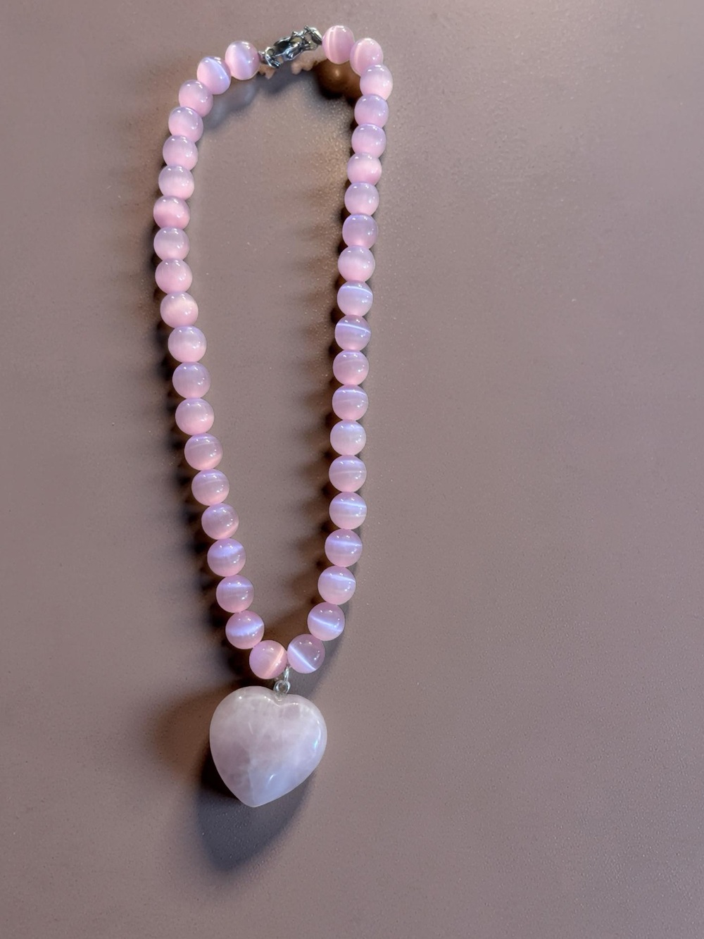 Mayamar Genuine Rose Quartz Heart Necklace 16.5” - Picture 2 of 5